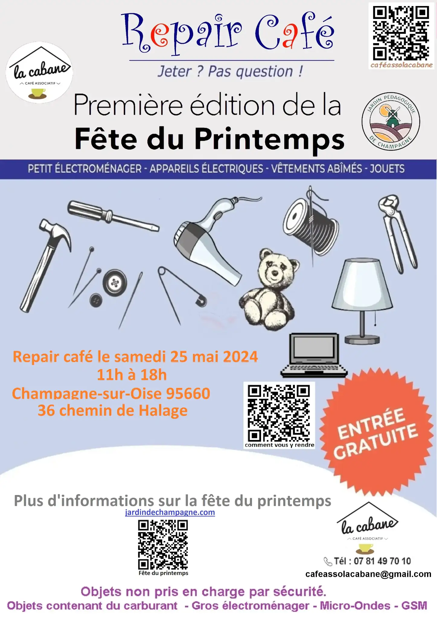 RepairCafe Fête du printemps de Champagne-Sur-Oise 25 mai 2024