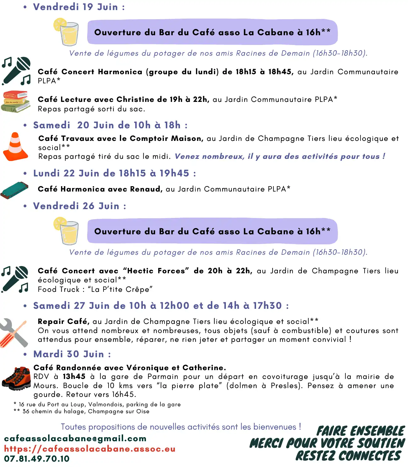 Evenements cafeassolacabane Juin 2026
