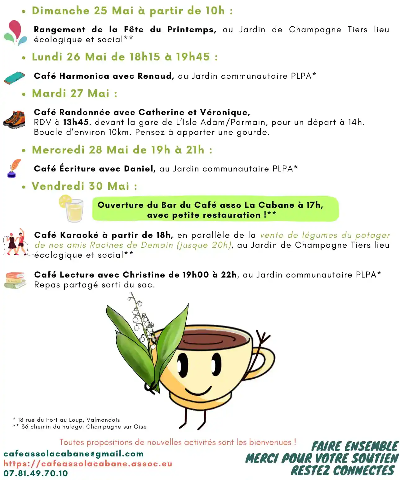 Programme de 16 mai 2025 lacabane à Champagne-sur-Oise